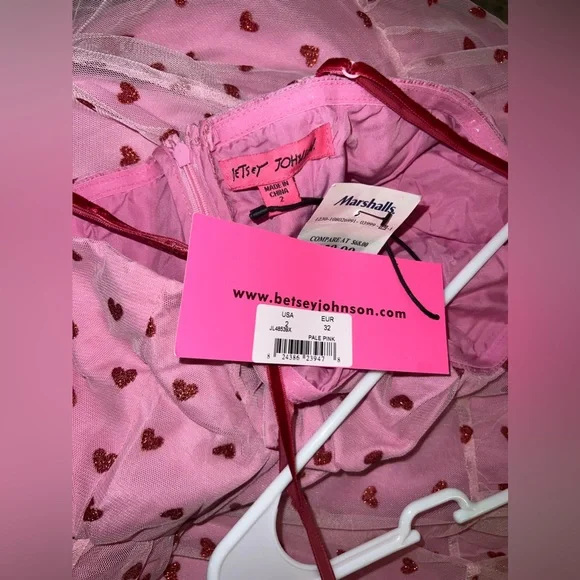 Betsey Johnson Valentines Heart Print Pink Dress - Picture 11 of 12